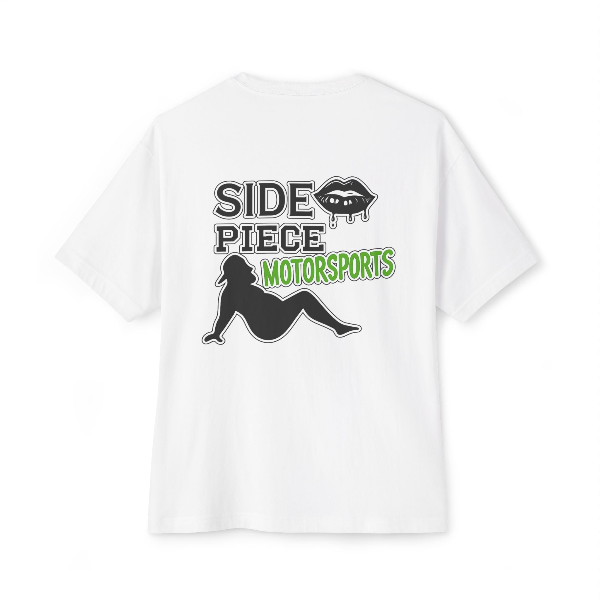 Sidepiece Motorsports Oversized Boxy Tee — Minimal White Crewneck Casual Tee