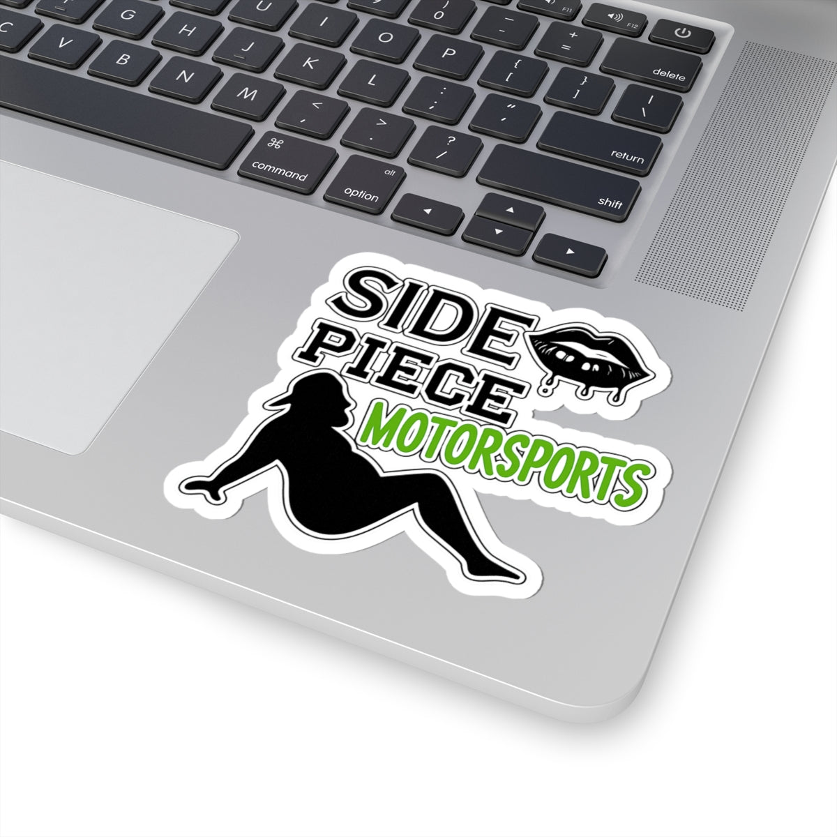 Side Piece Motorsports Kiss-Cut Sticker — Dripping Lips & Pinup Silhouette Decal