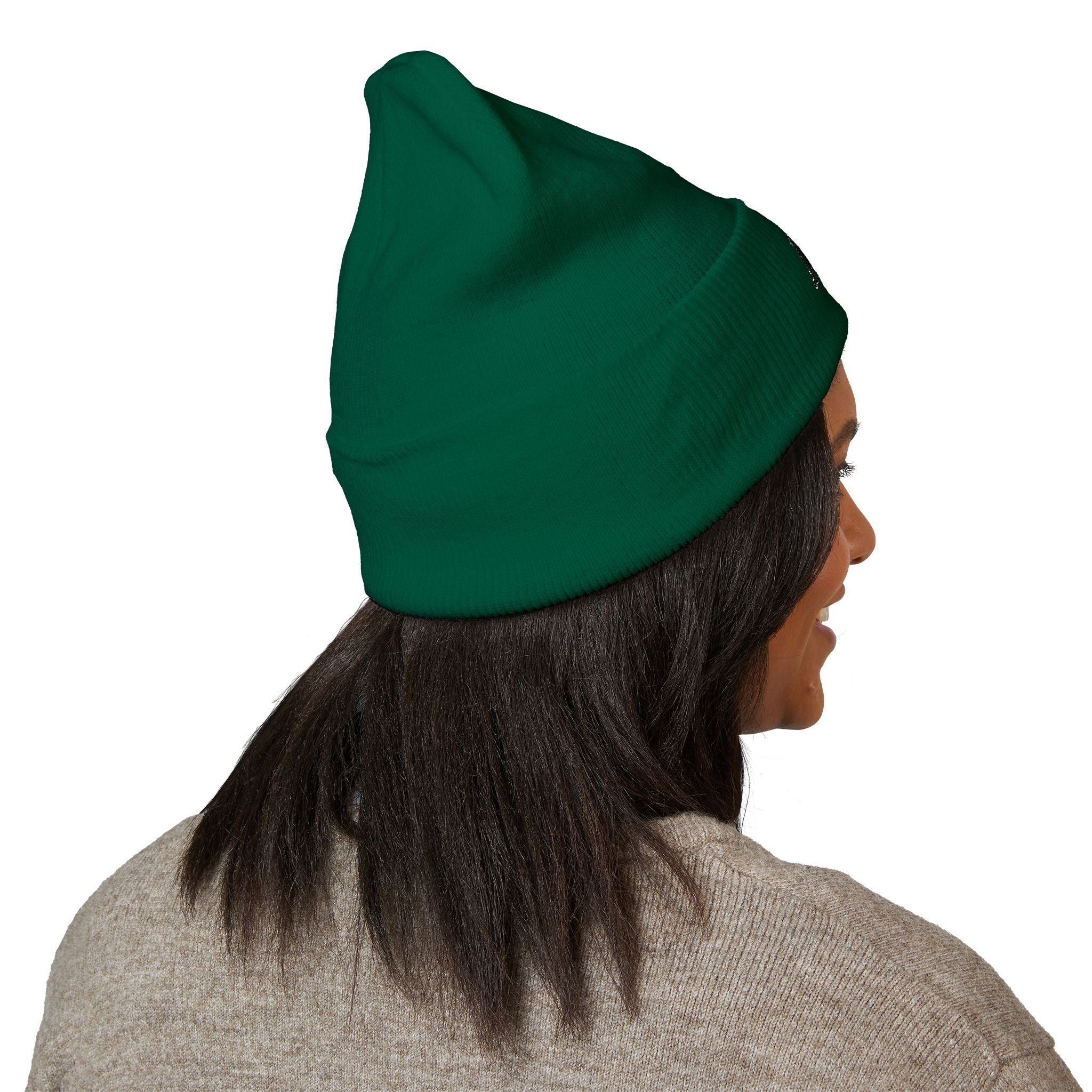 Embroidered Mermaid Cuffed Beanie — Cozy Winter Knit Hat