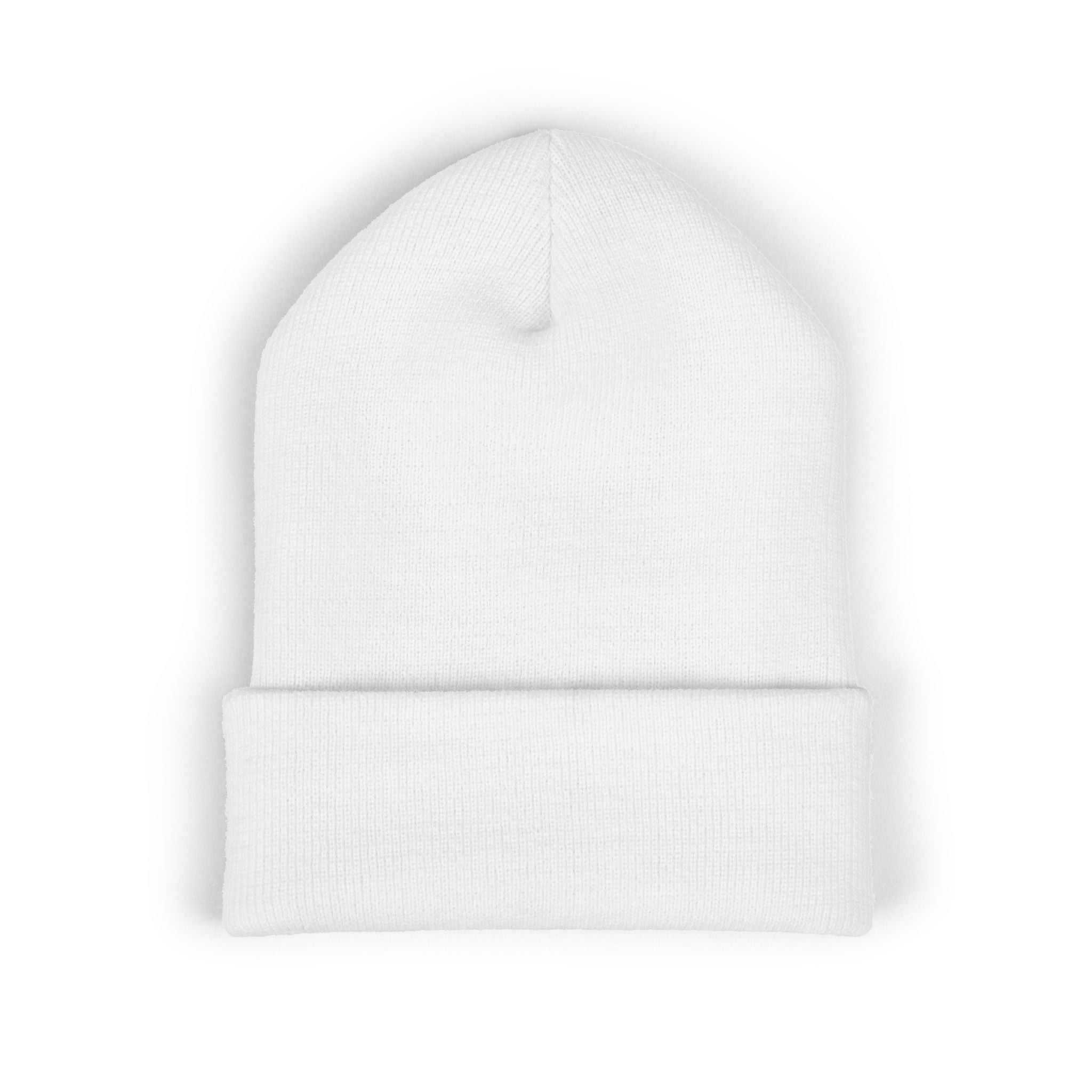Side Piece Embroidered Cuffed Beanie — Trendy Minimal Winter Knit Hat