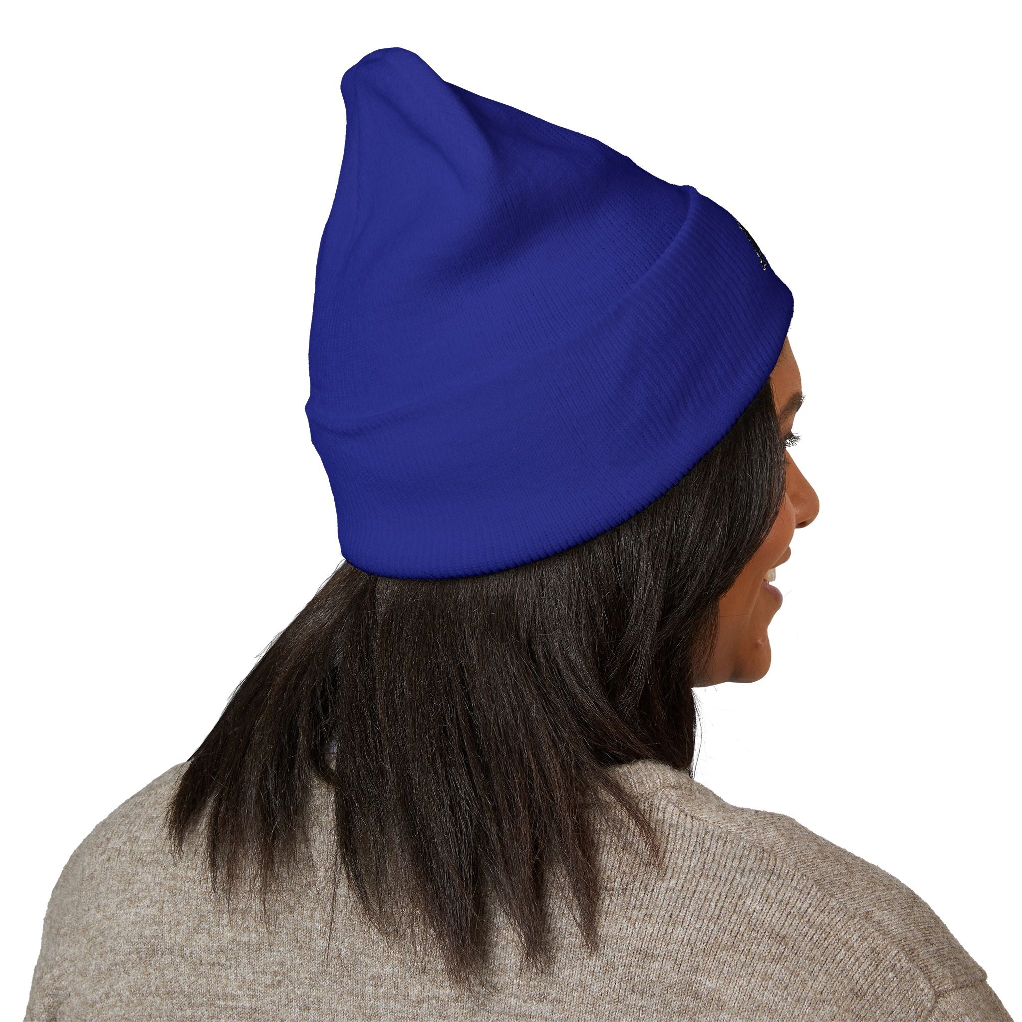 Embroidered Mermaid Cuffed Beanie — Cozy Winter Knit Hat