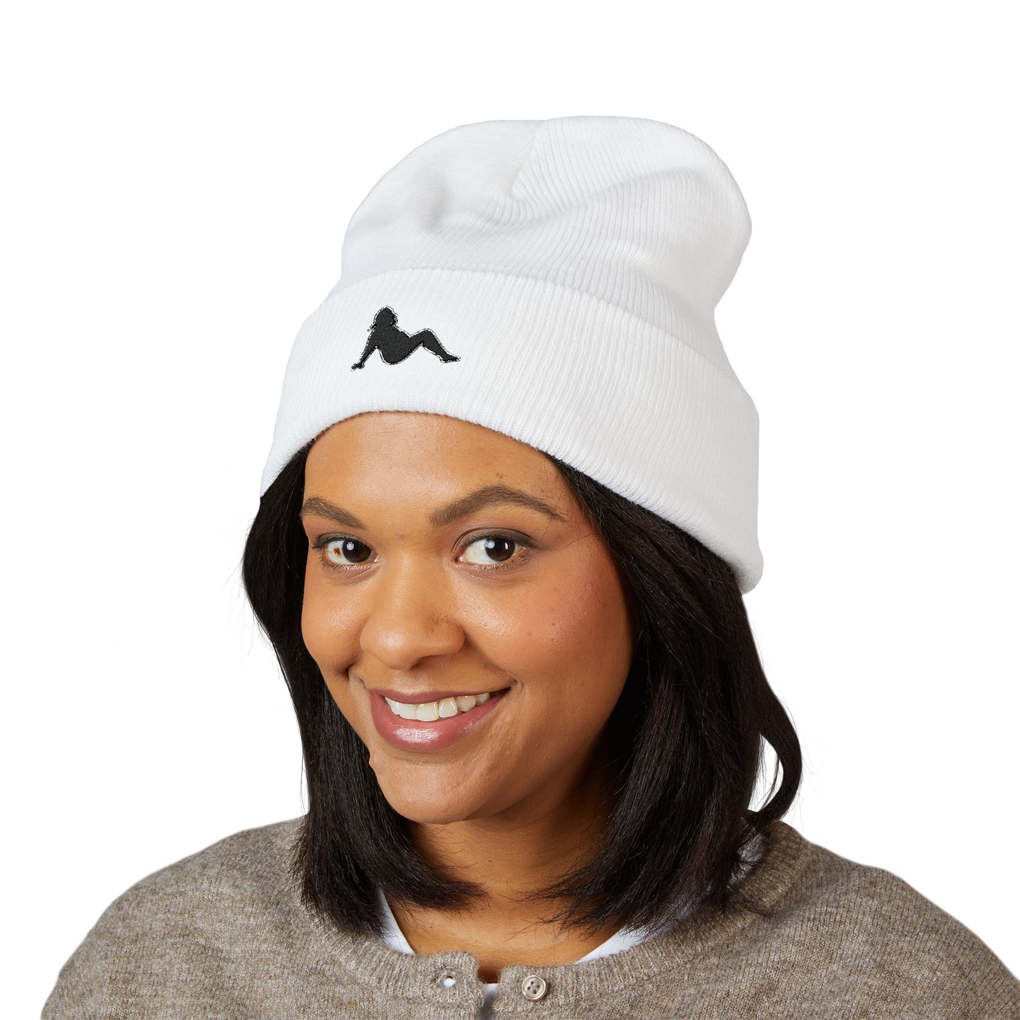 Embroidered Mermaid Cuffed Beanie — Cozy Winter Knit Hat