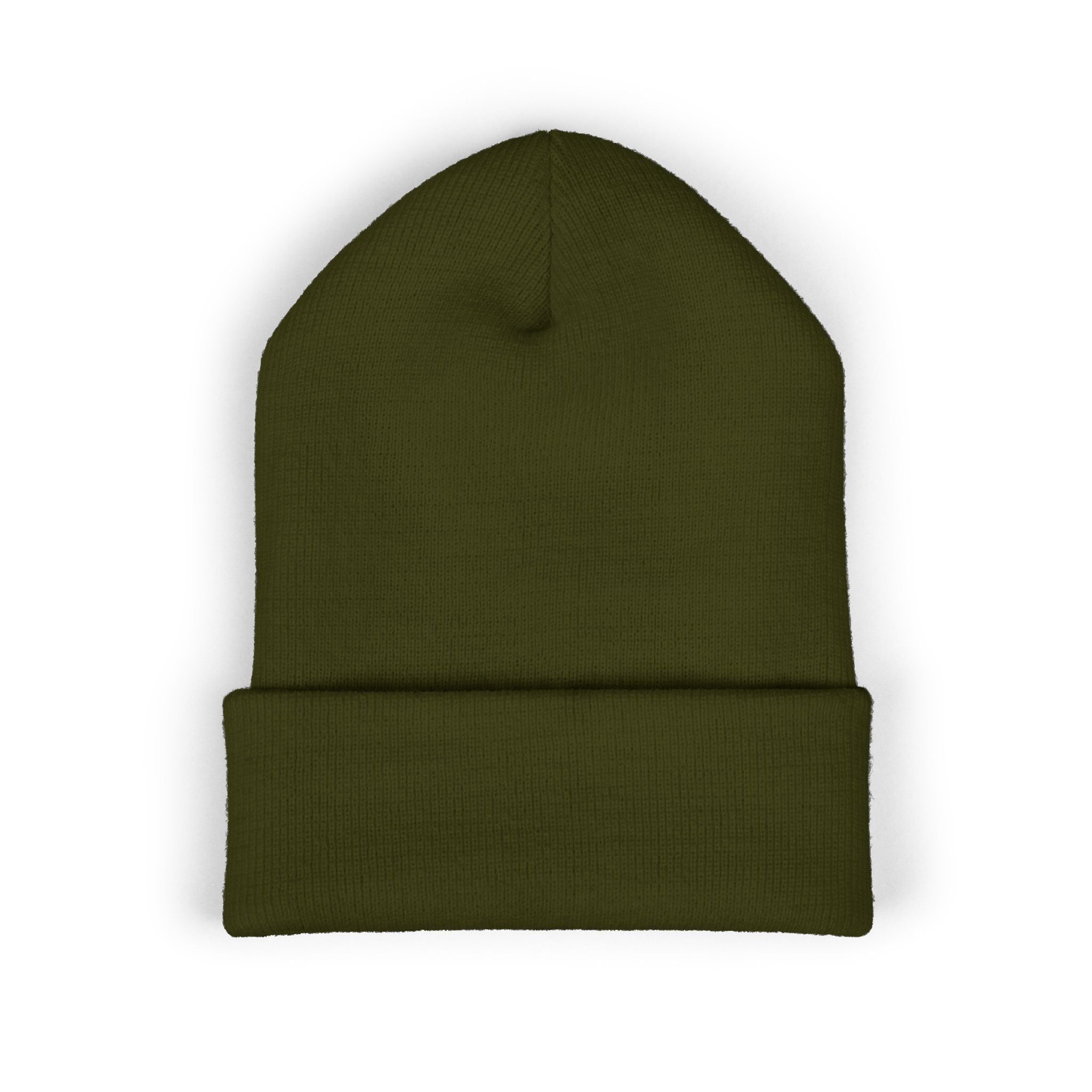 Side Piece Embroidered Cuffed Beanie — Trendy Minimal Winter Knit Hat