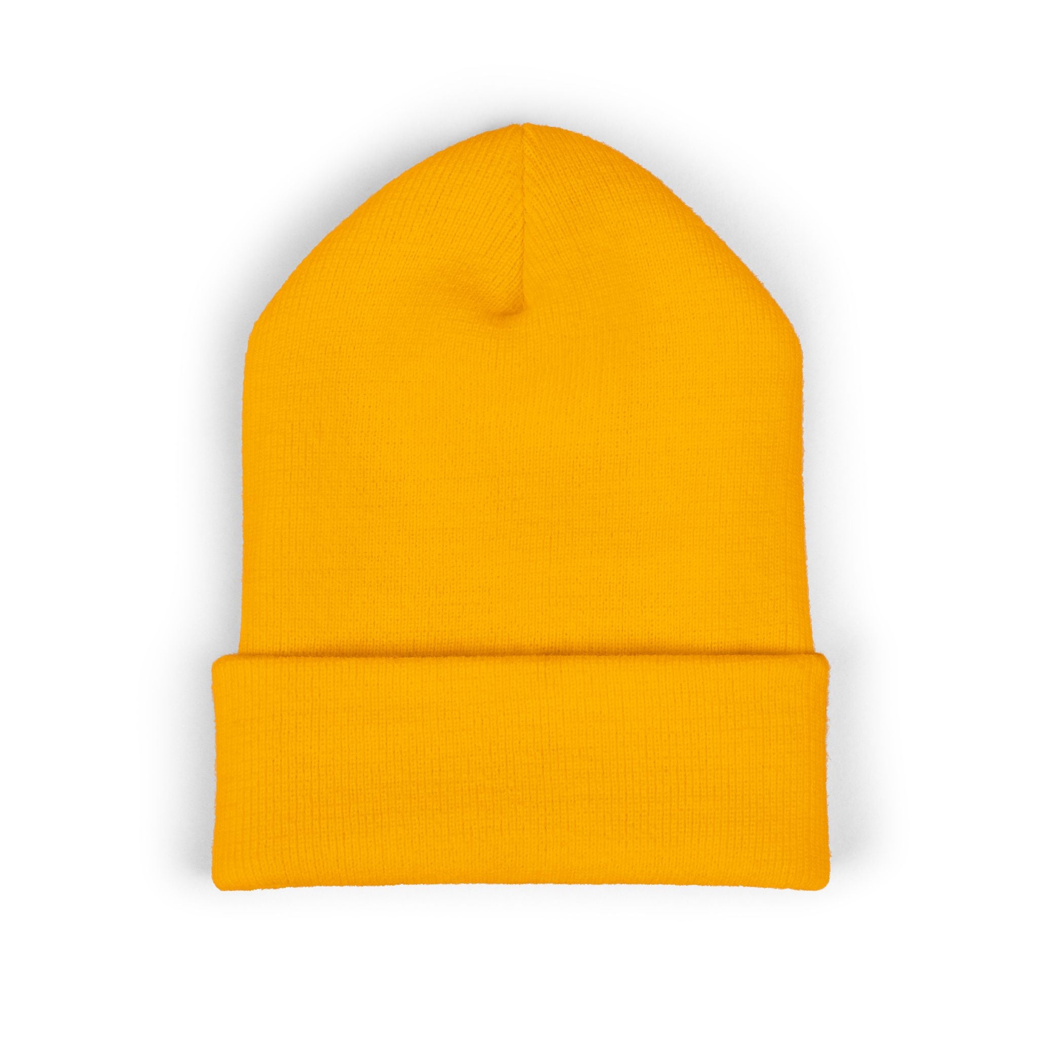 Side Piece Embroidered Cuffed Beanie — Trendy Minimal Winter Knit Hat