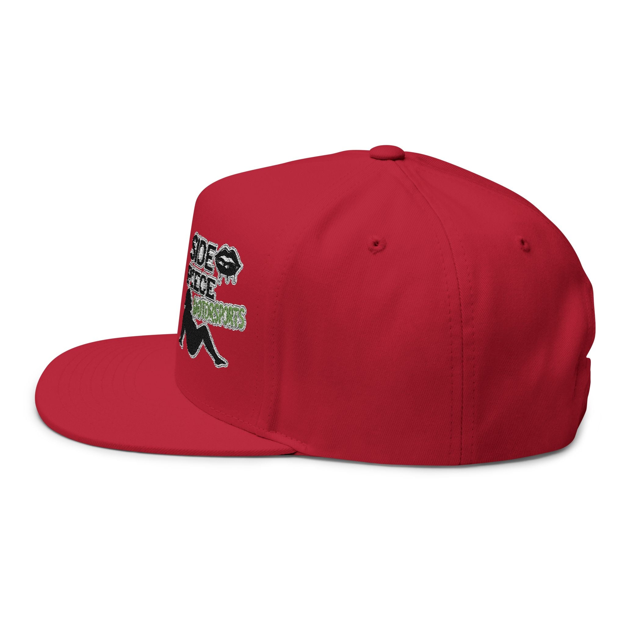 Flat Bill Cap — "Side Piece MotorSports" Embroidered Trucker Hat