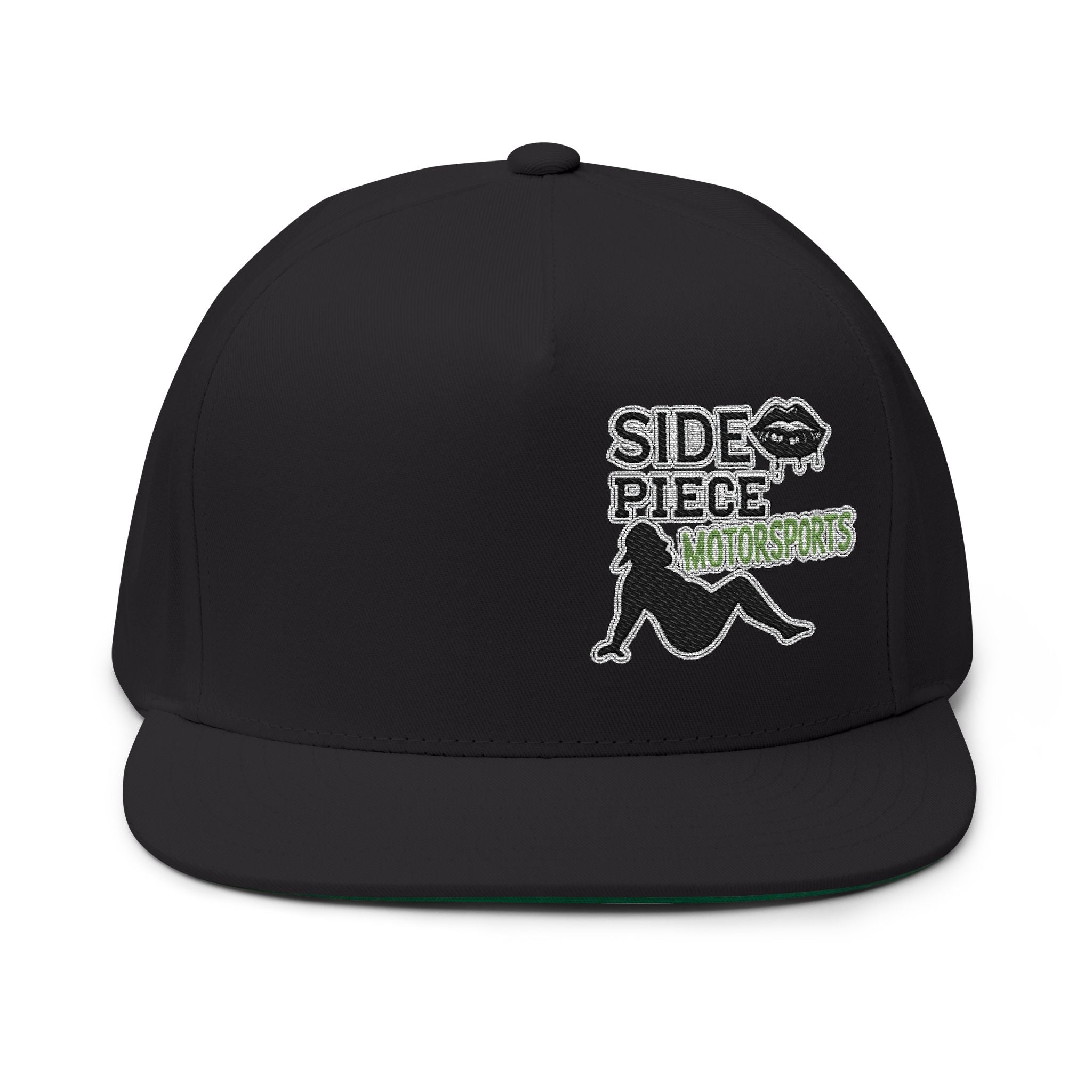 Flat Bill Cap — "Side Piece MotorSports" Embroidered Trucker Hat