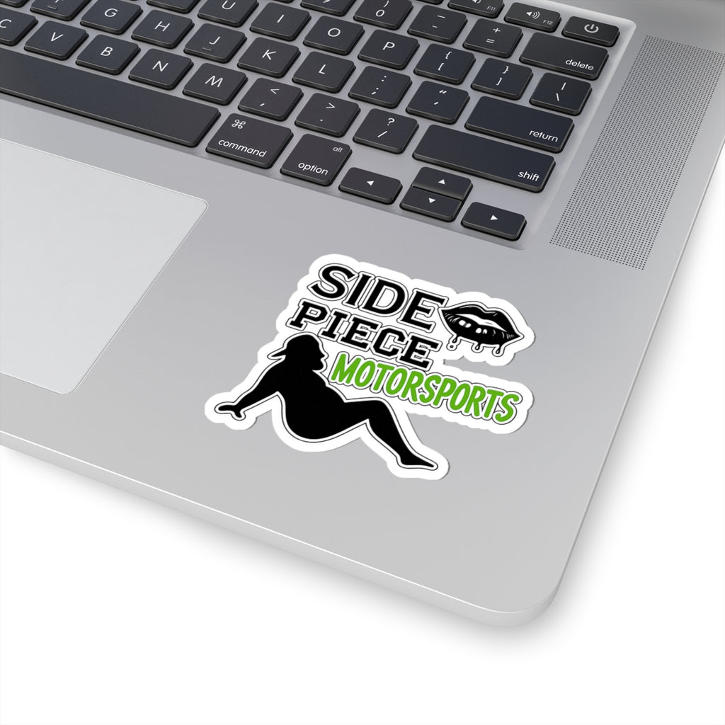 Side Piece Motorsports Kiss-Cut Sticker — Dripping Lips & Pinup Silhouette Decal