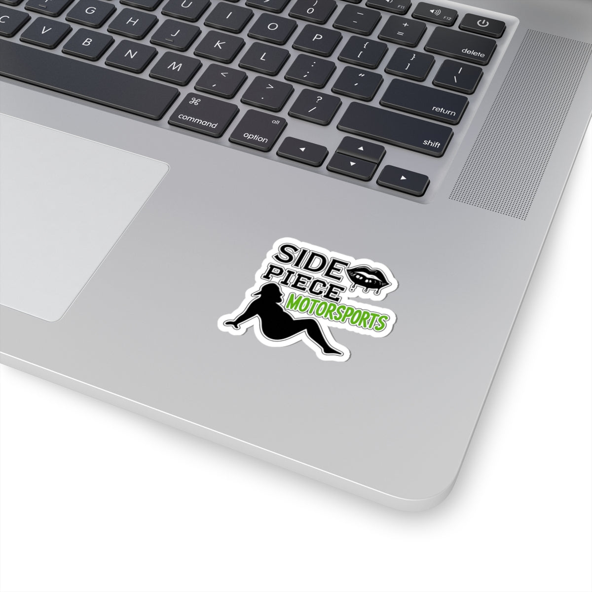 Side Piece Motorsports Kiss-Cut Sticker — Dripping Lips & Pinup Silhouette Decal