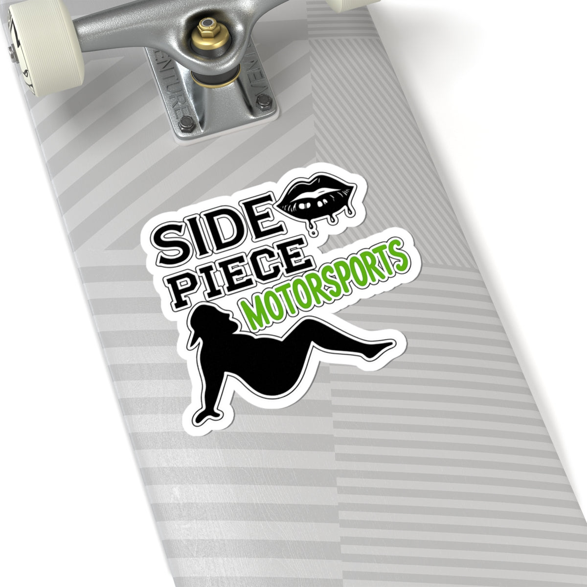 Side Piece Motorsports Kiss-Cut Sticker — Dripping Lips & Pinup Silhouette Decal