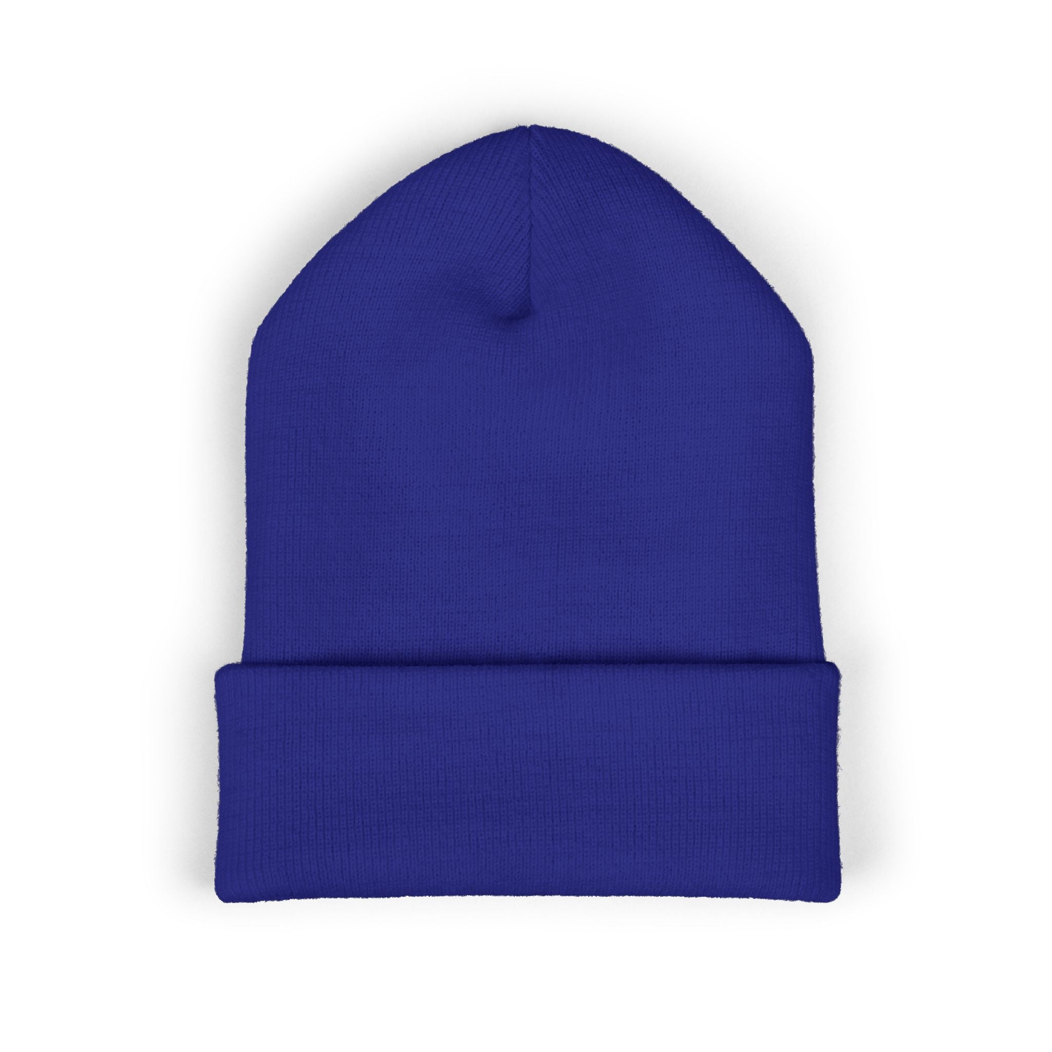 Side Piece Embroidered Cuffed Beanie — Trendy Minimal Winter Knit Hat