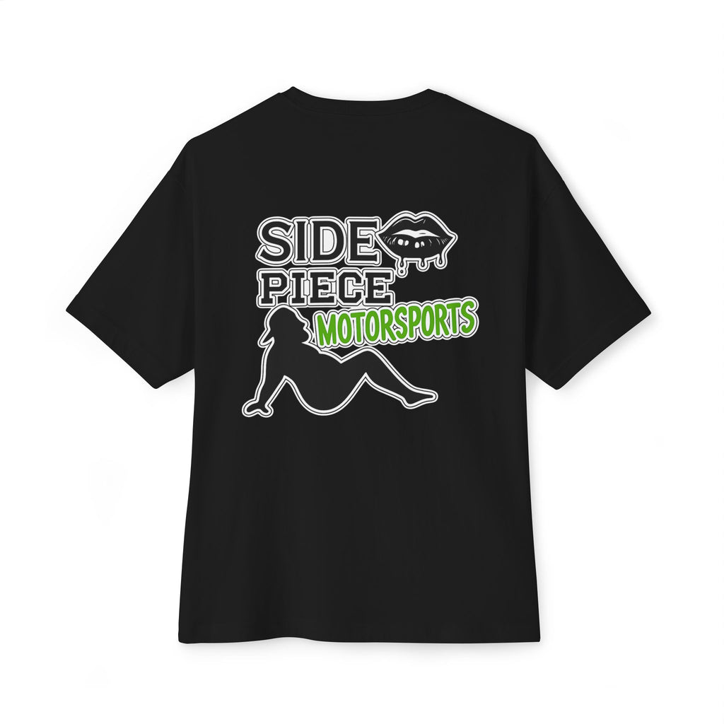 Sidepiece Motorsports Oversized Boxy Tee — Minimal White Crewneck Casual Tee
