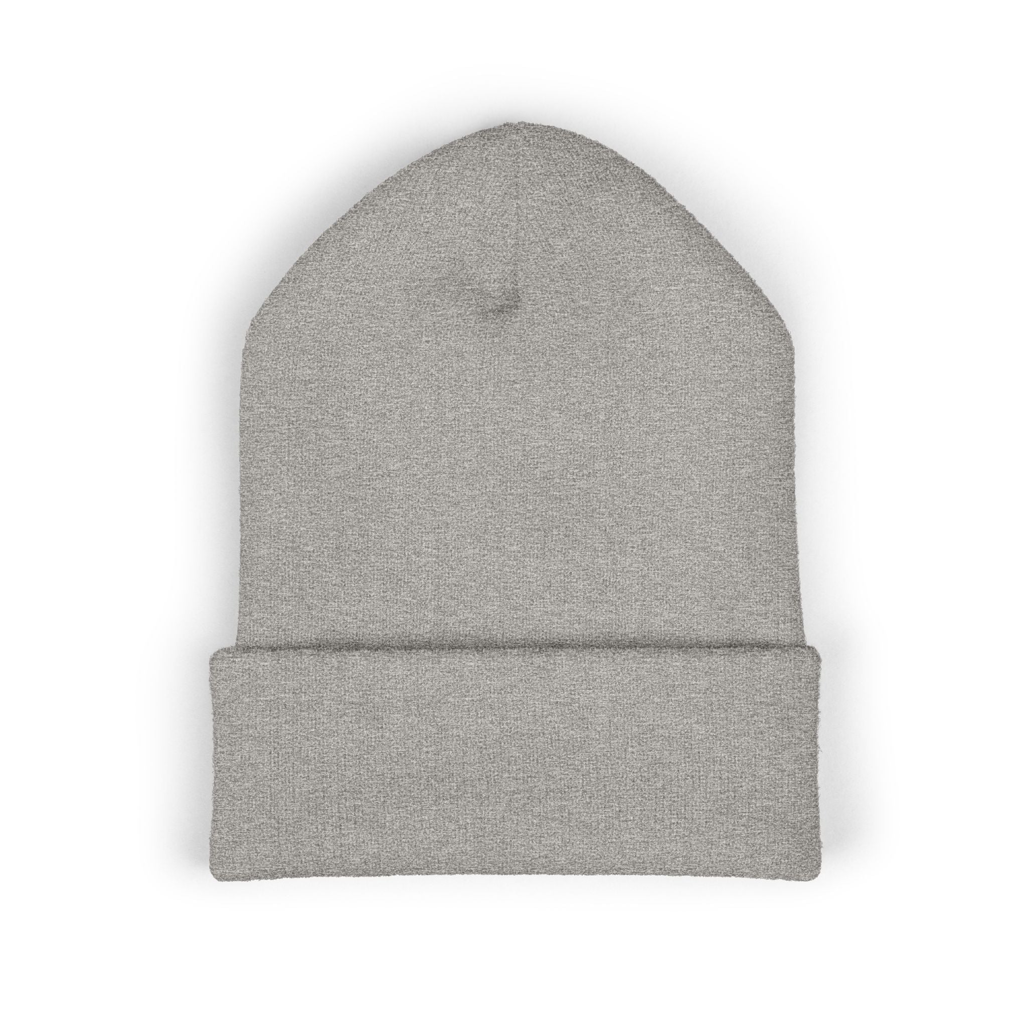 Side Piece Embroidered Cuffed Beanie — Trendy Minimal Winter Knit Hat