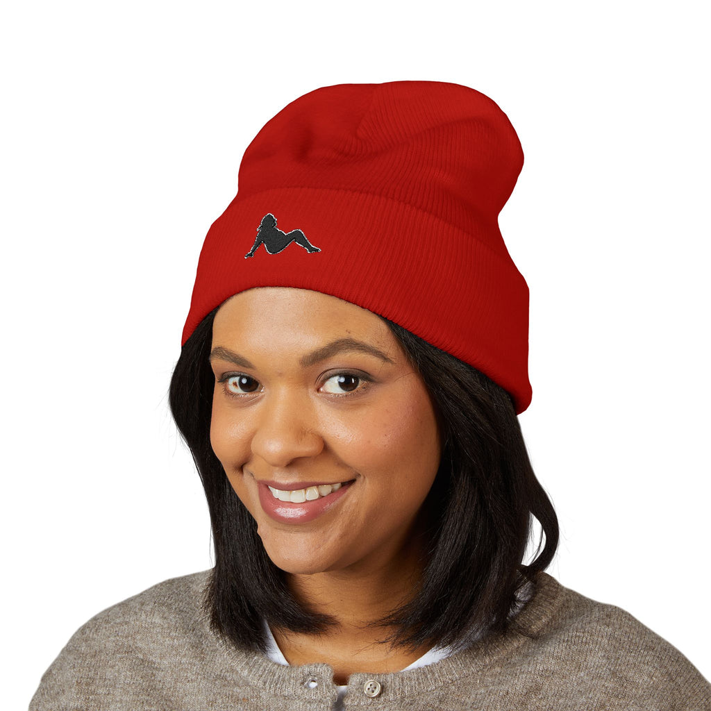 Embroidered Mermaid Cuffed Beanie — Cozy Winter Knit Hat