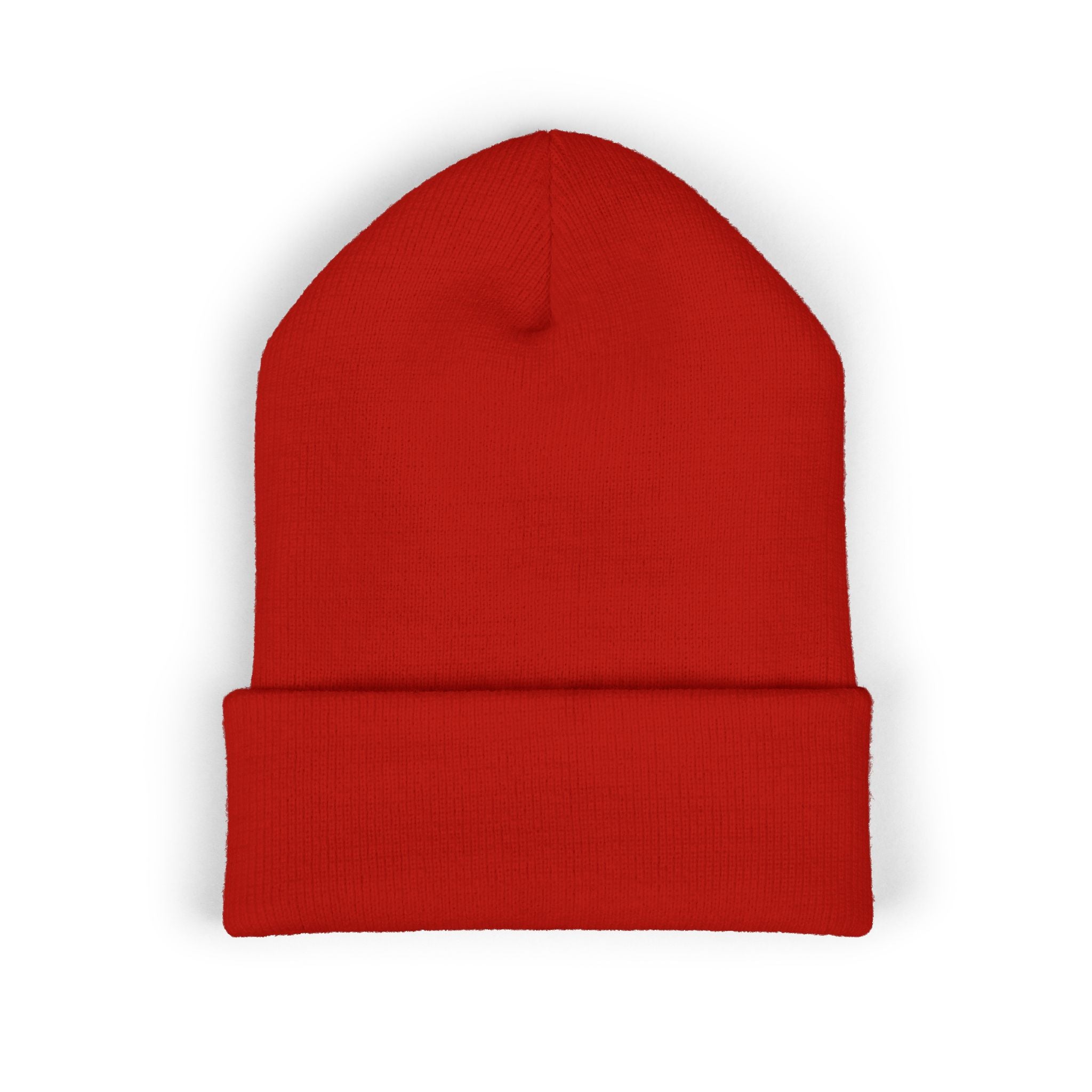 Side Piece Embroidered Cuffed Beanie — Trendy Minimal Winter Knit Hat