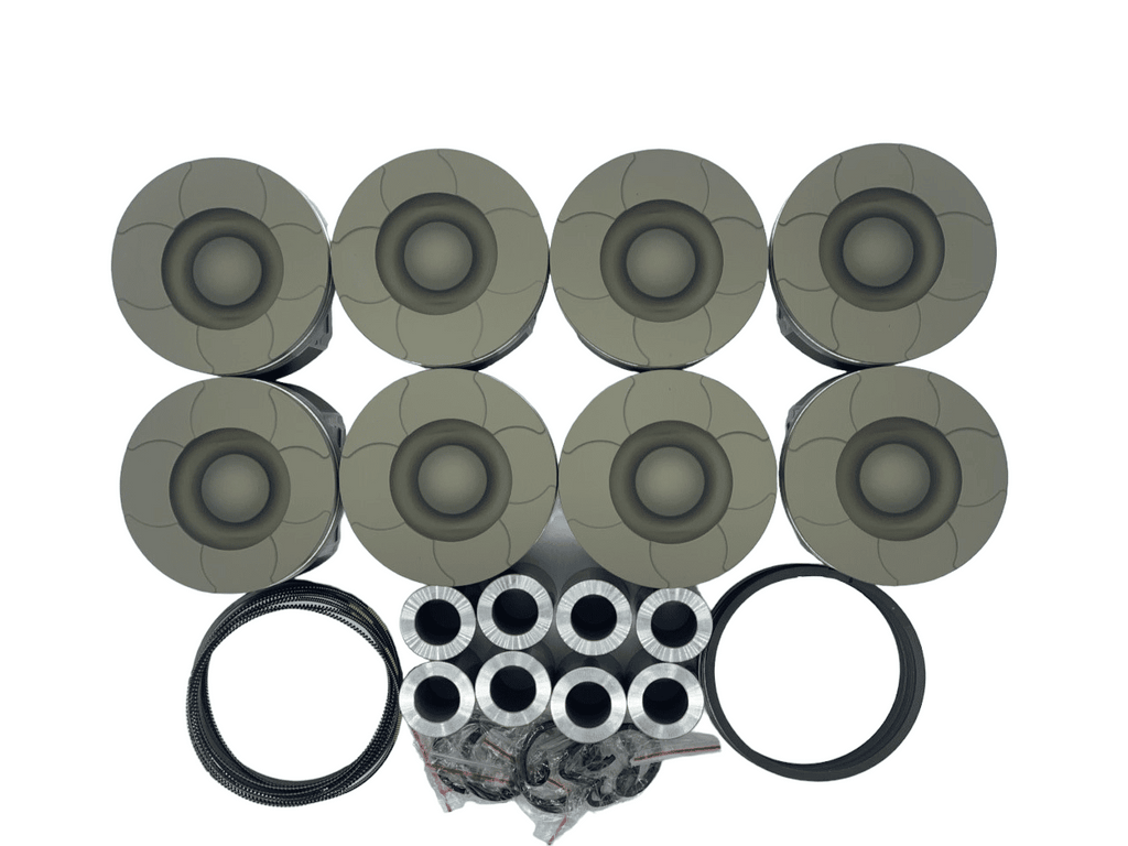 6.0L Powerstroke Diesel Mahle Piston Kit Fly Cut - Ceramic Coated